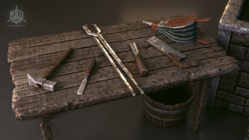The blacksmiths table with tools