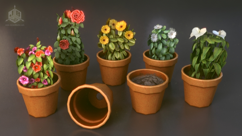 Some colourful flowerpots.