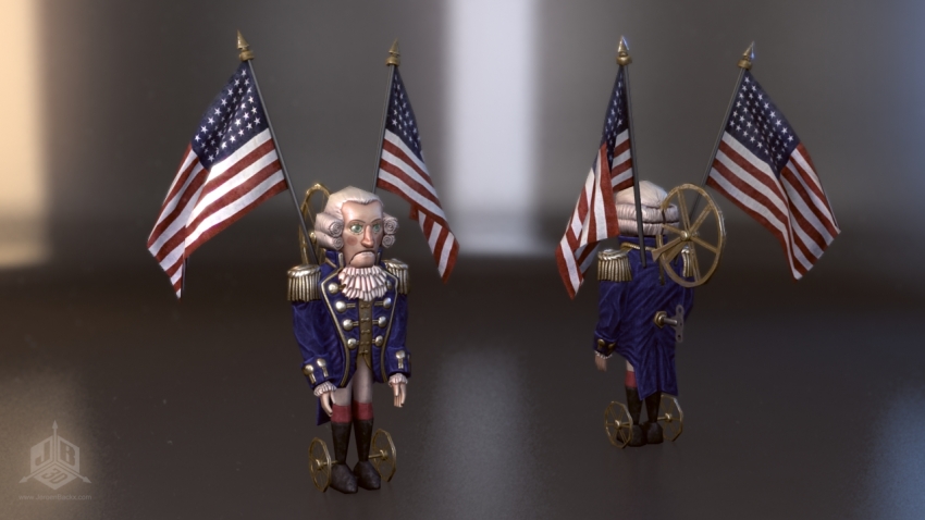 A George Washington Tin soldier toy.