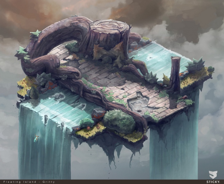 Environment Style Design 2d: Gritty - Line art by Thomas Visscher. Colors by me.