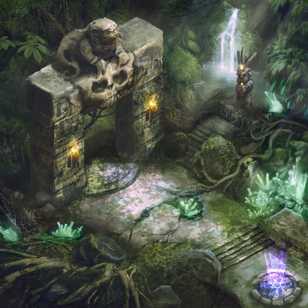 Environment Style Design 2d: Deep Jungle - Line art by Thomas Visscher. Colors by me.