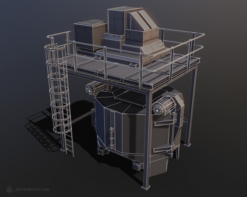 Wireframe view of the blast machine