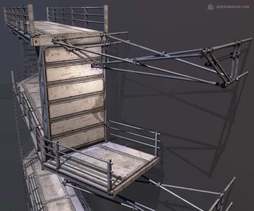 Close up of a separation wall in the scaffold set